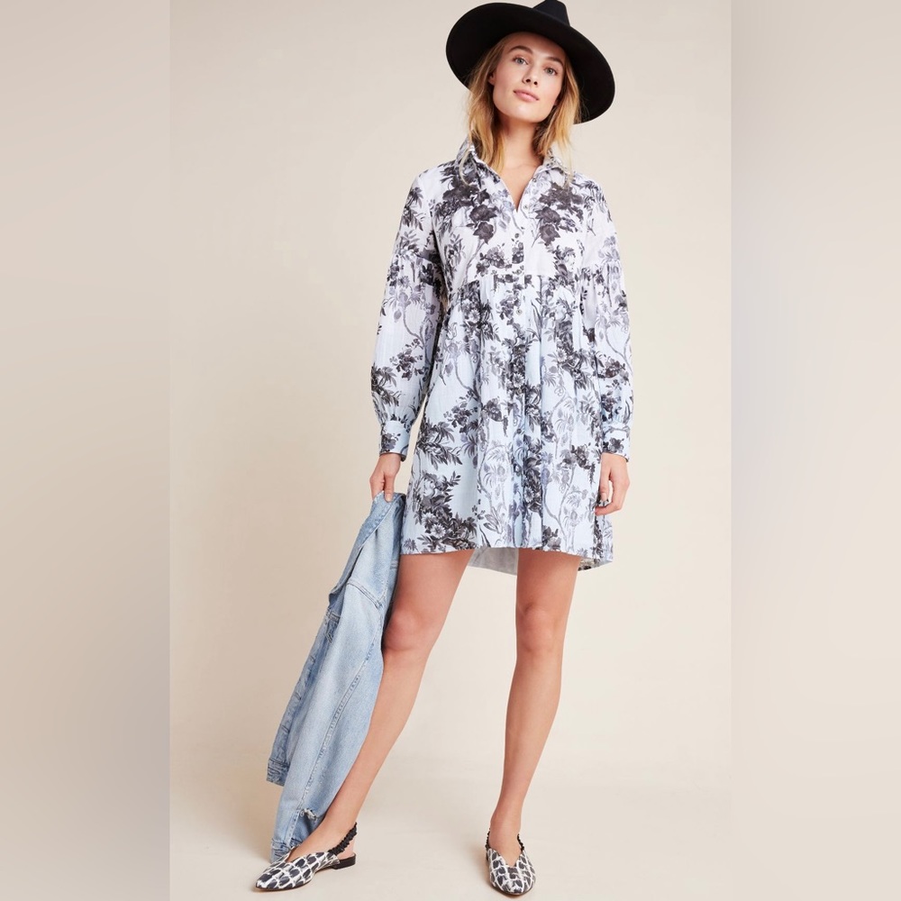 🖤Anthropologie Lavinia Embroidered Shirtdress - Like New